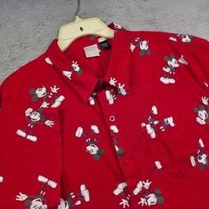 Disney Mickey Mouse Shirt Mens‎ XL Red Cartoon Character Classic Allover Print